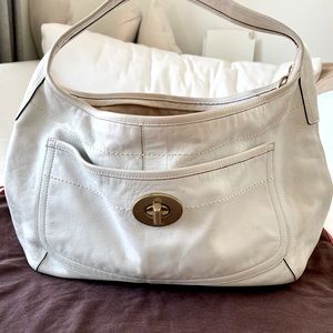 Authentic Coach ERGO White Leather Hobo Tote